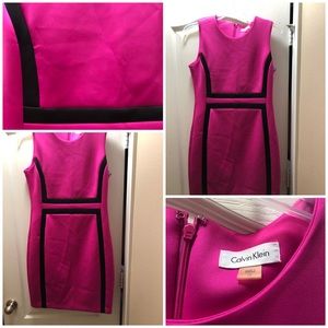 Hot pink/black sleeveless CK dress size 12